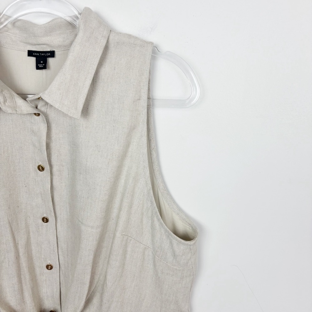 Ann Taylor Linen Blend Collared Sheath Dress Size 18 - Picture 6 of 9